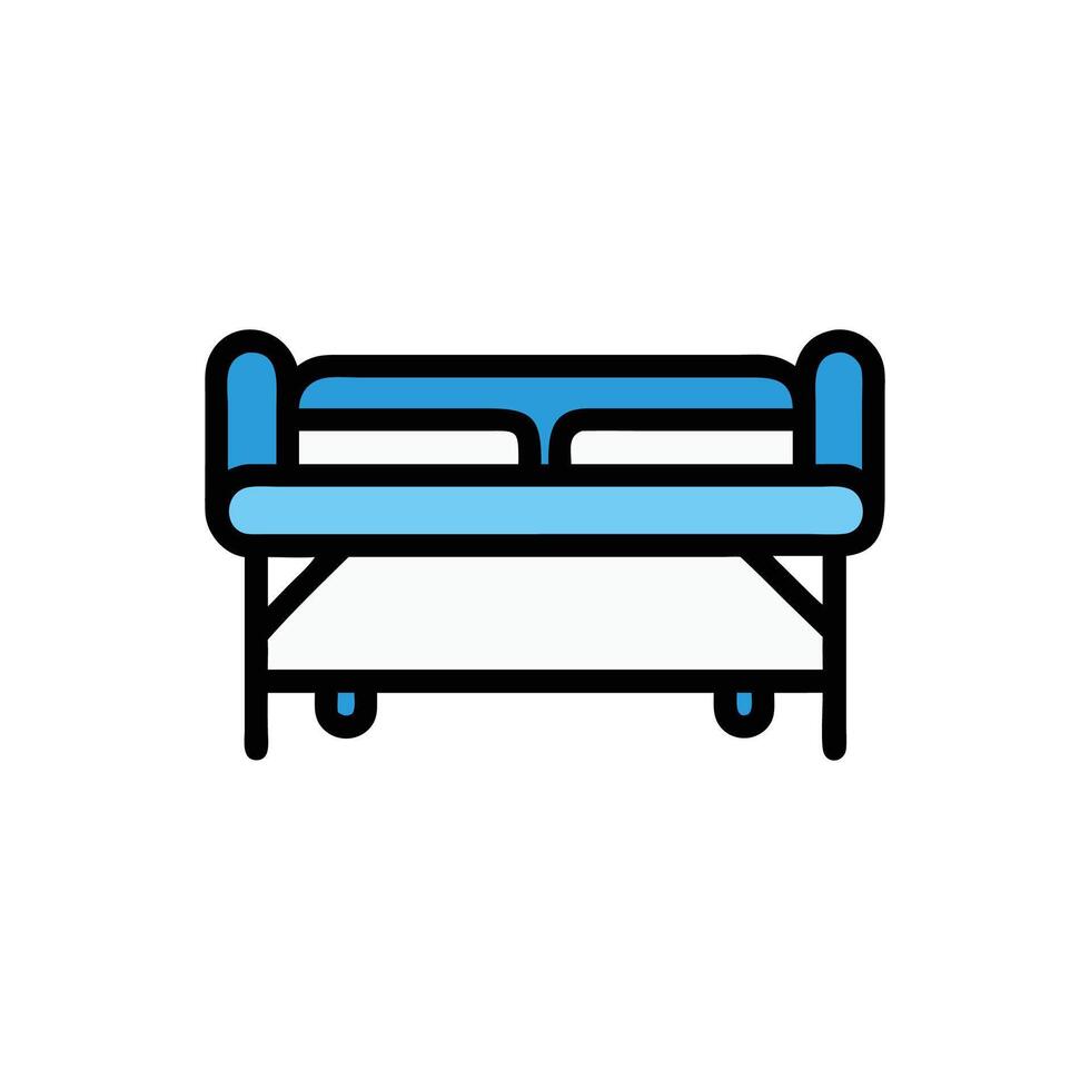 Stylized illustration of a blue bed on White backdrop vector