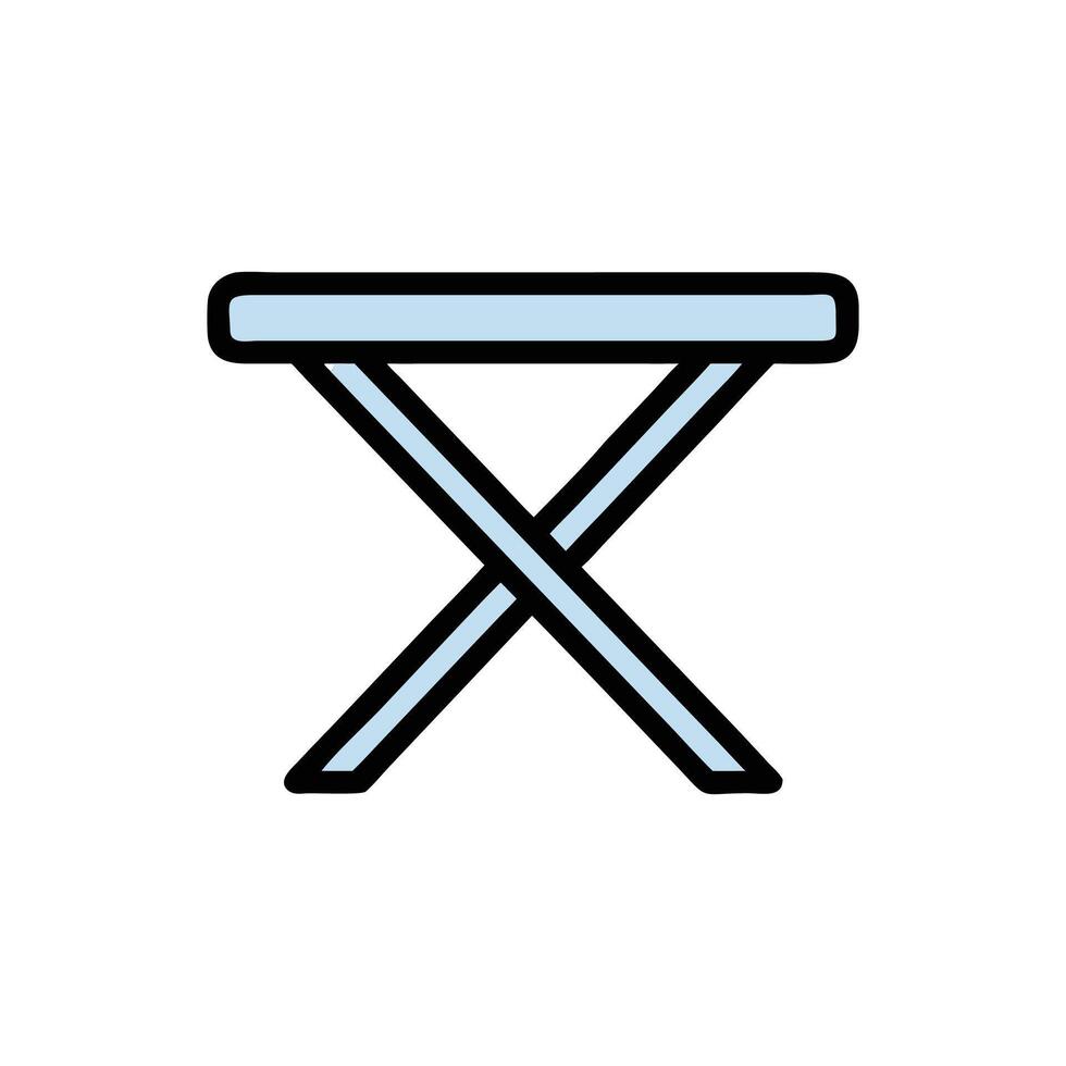 Minimalist pale blue folding table illustration on a White Background vector