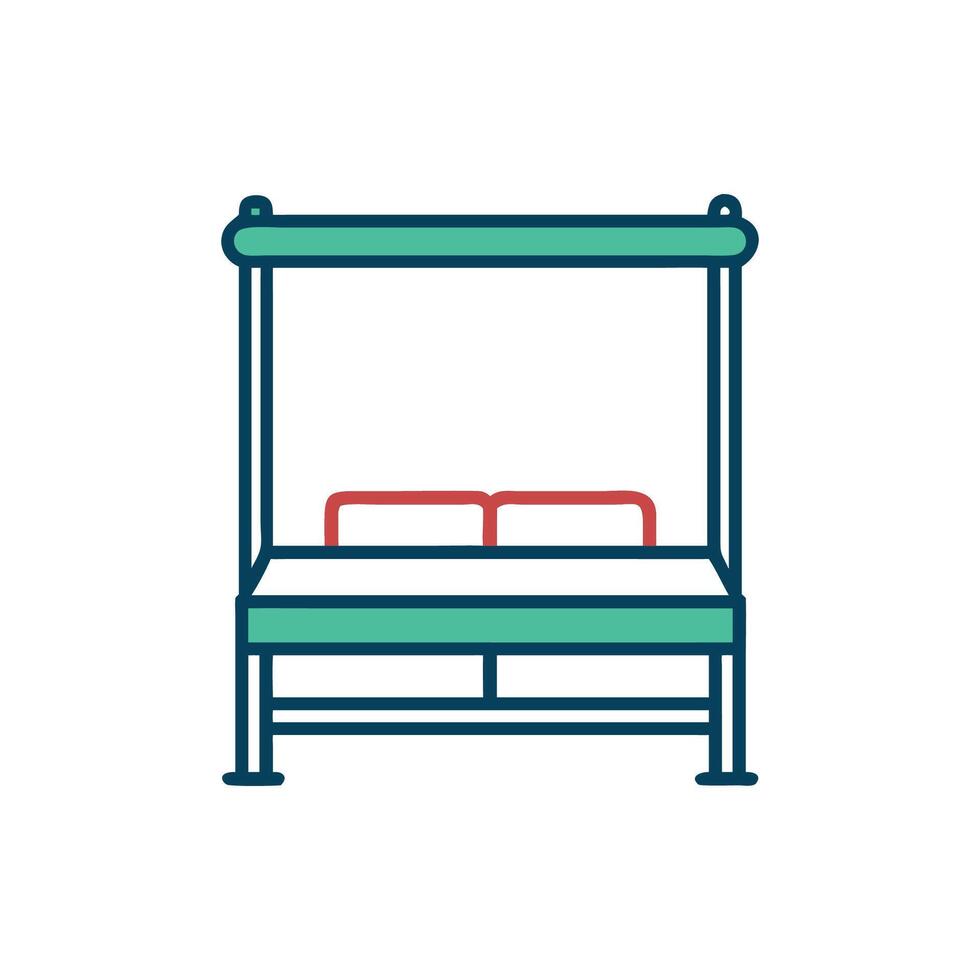 Flat design icon of bus stop on White backdrop vector
