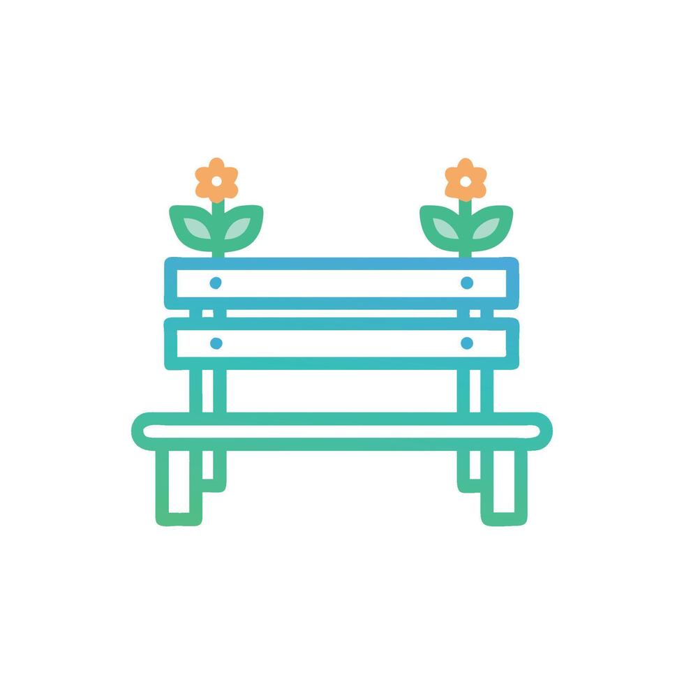 Stylized bench with flowers for parks and gardens illustration vector