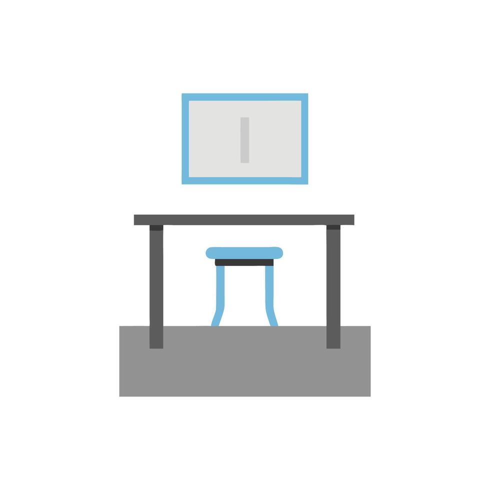 Simple flat design of study desk and chair isolated vector