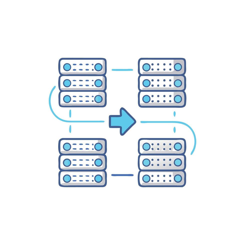 Data servers communication loop concept on a White Background vector