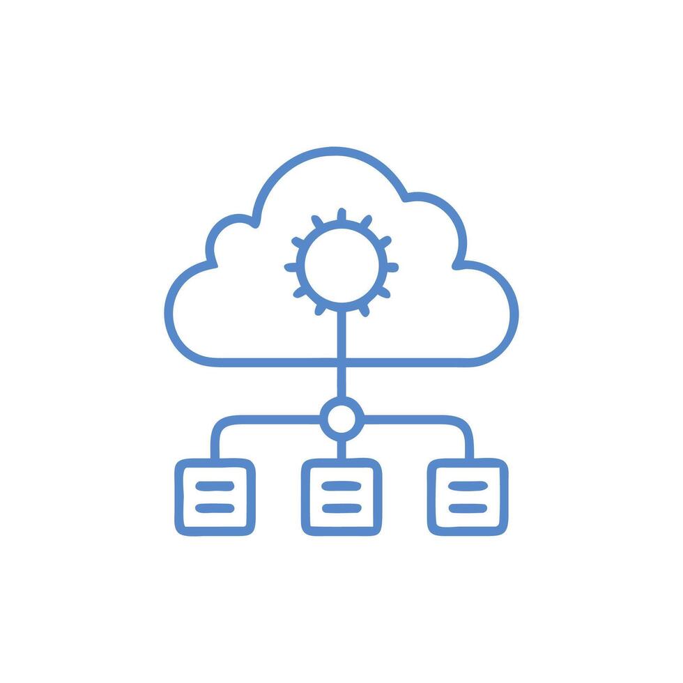 Blue Cloud Network Data Storage System on White Background vector