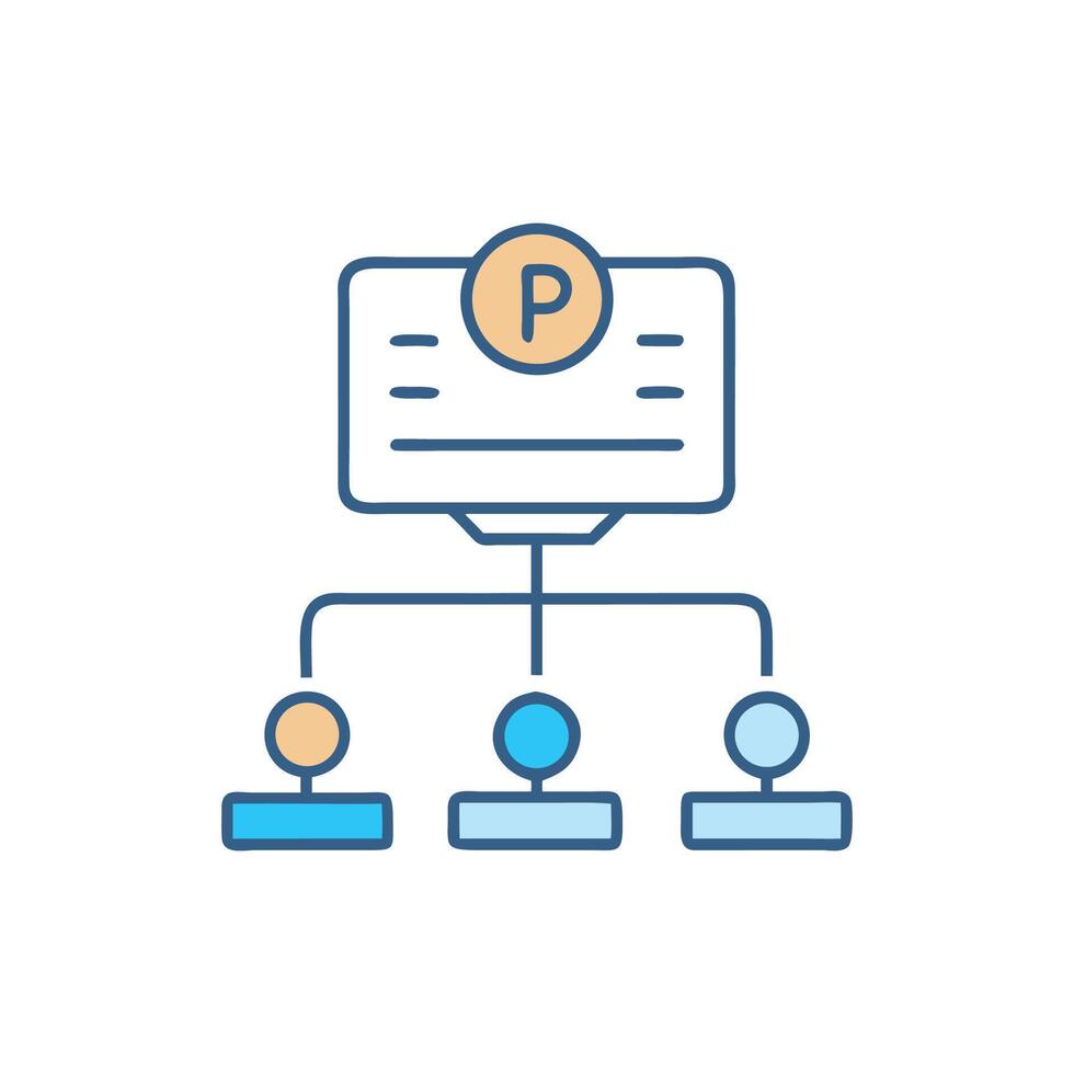 Hierarchical structure illustration with a leading node and branches vector
