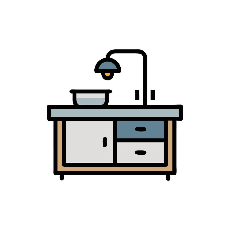 Bathroom vanity cabinet design, flat style with White Background vector