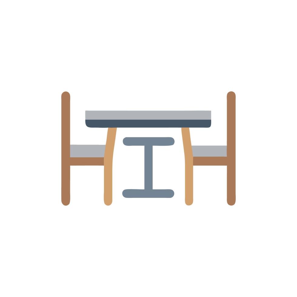 Minimalist table and chairs illustration on a White Background vector