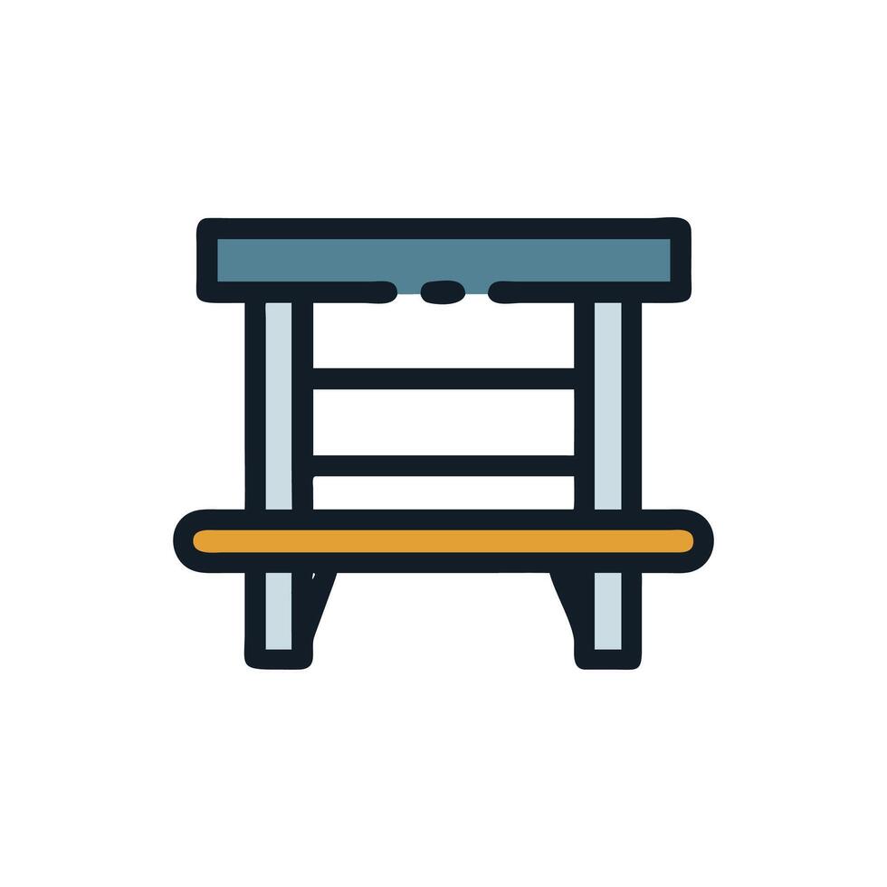 Minimalist graphic of a blue and yellow step stool vector