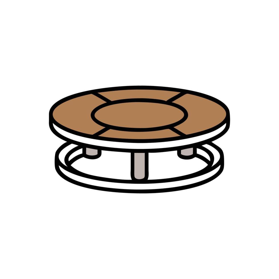 Stylized illustration of a brown oval table on White vector