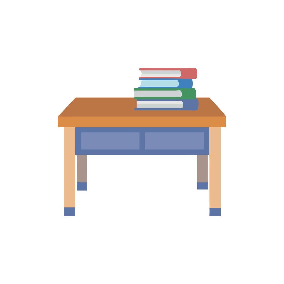 Stack of books on a desk illustration against black backdrop vector