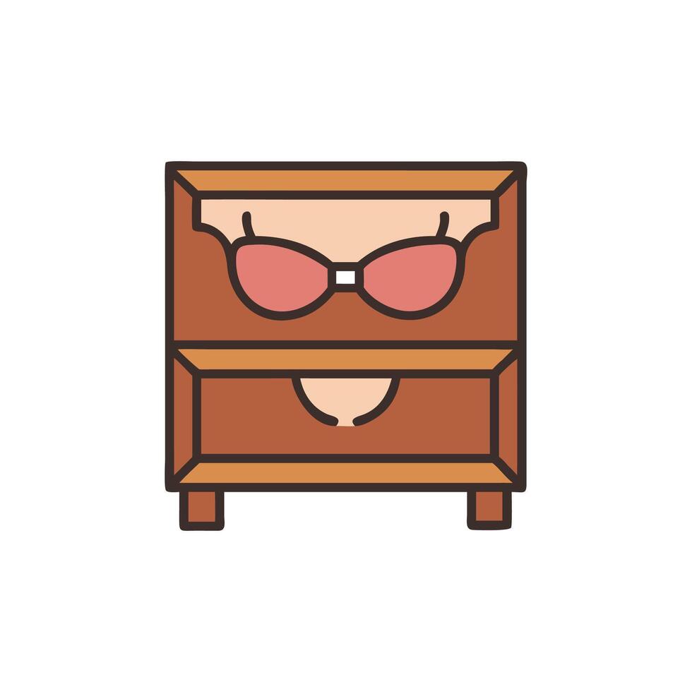 Cartoon bedside table with sunglasses on White Background vector