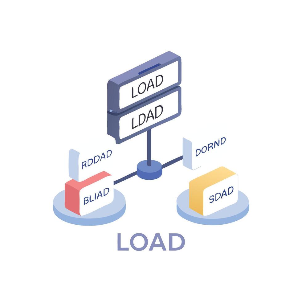 Isometric flow chart diagram of data loading process visualization vector