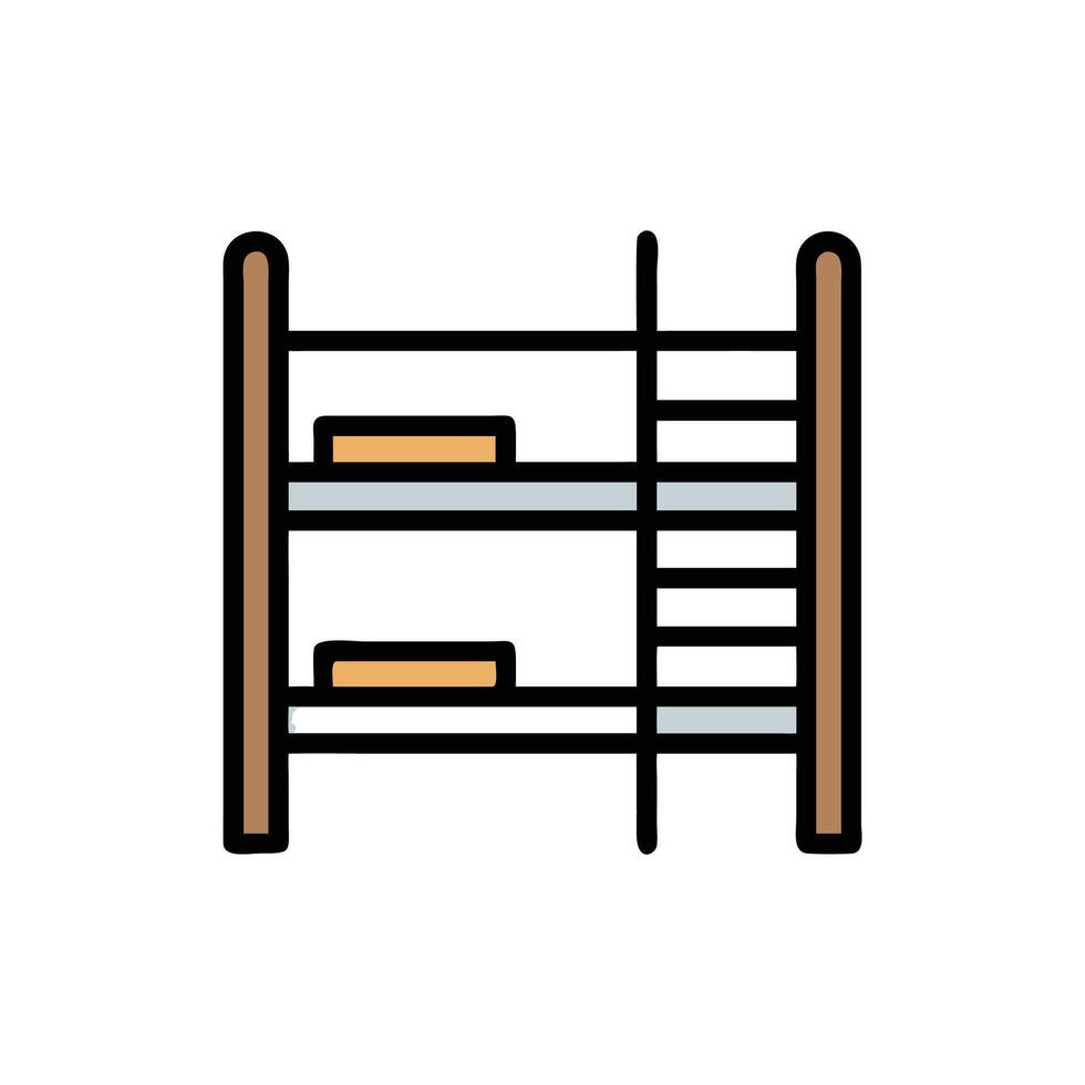 Simple minimalist bunk bed illustration on White Background isolated vector