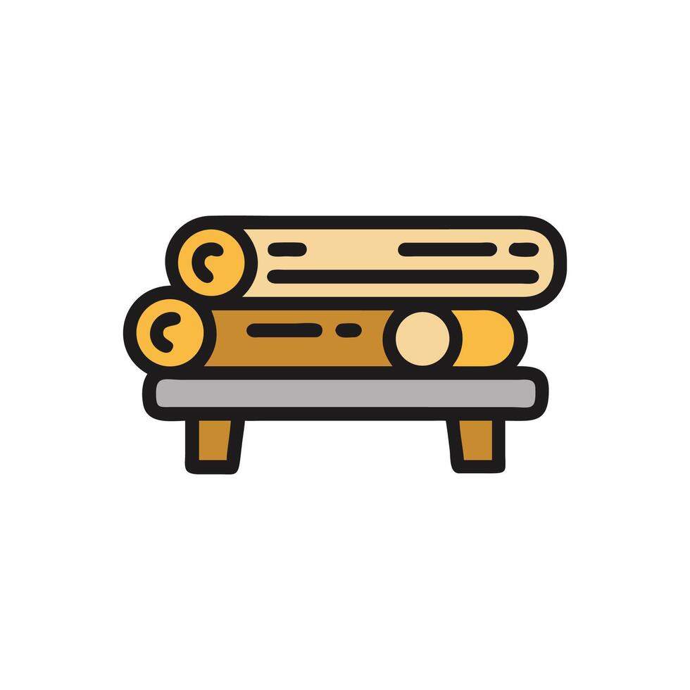 Stylized illustration of stacked logs on a wooden rack vector