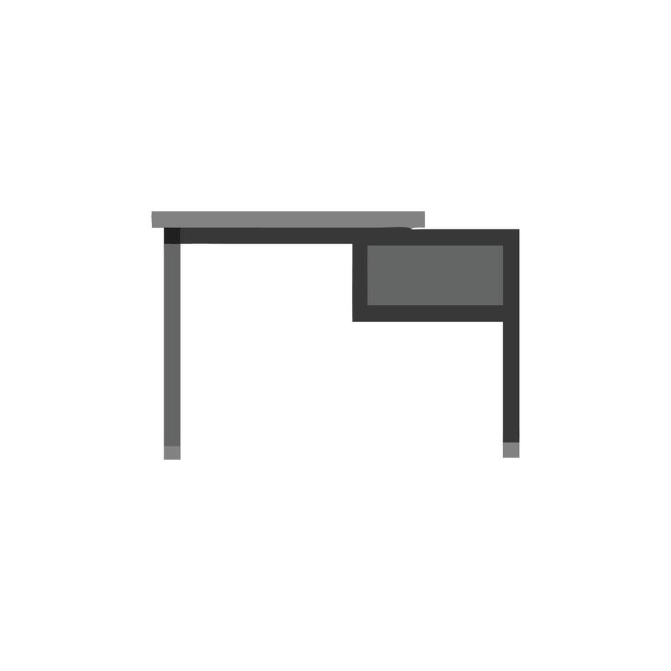 Gray pixel desk illustration against a solid White Background vector
