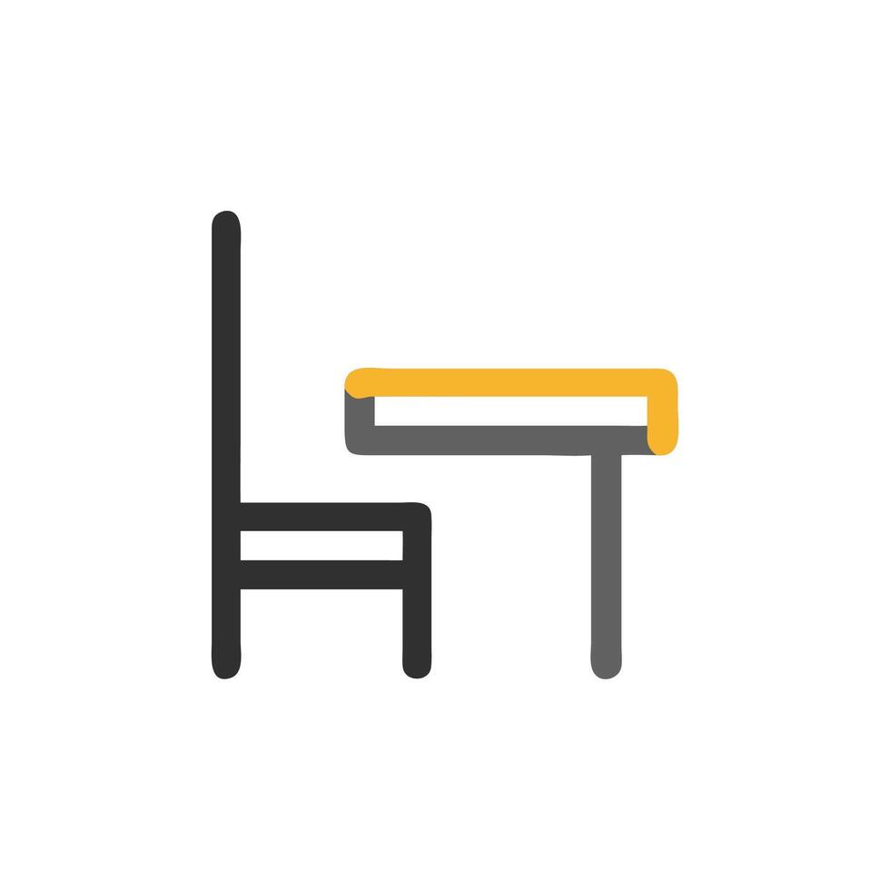Minimalist desk and chair illustration against a White Background vector