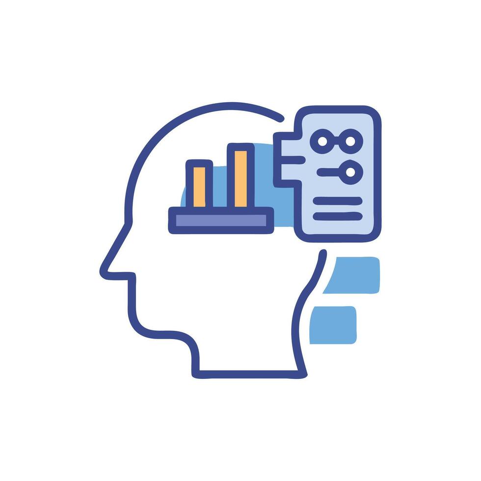 Data processing and information visualization inside human head vector