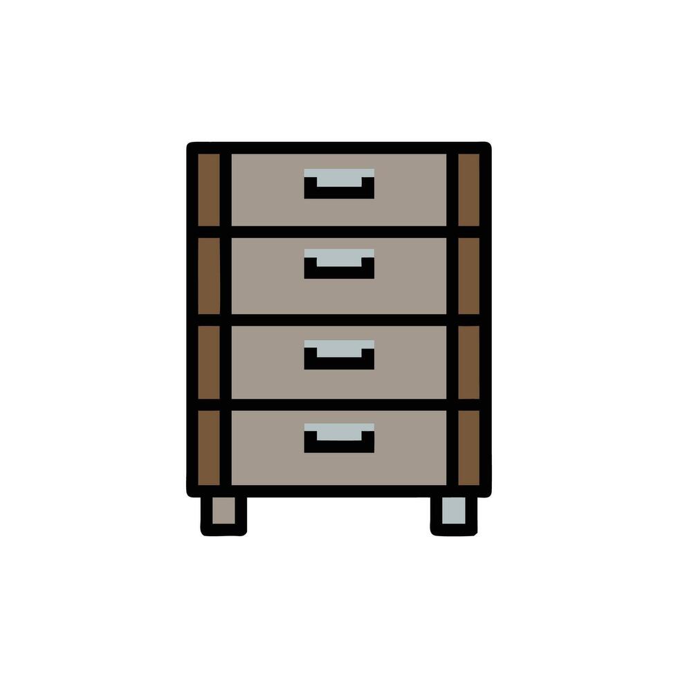 Pixel art four drawer dresser on White Background vector