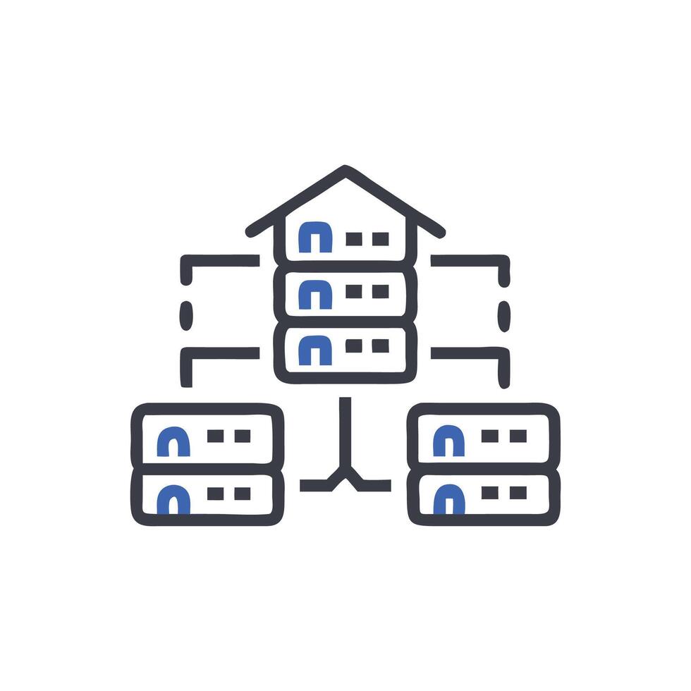 Centralized Server Network Icon Showing Server and Cloud Connection vector