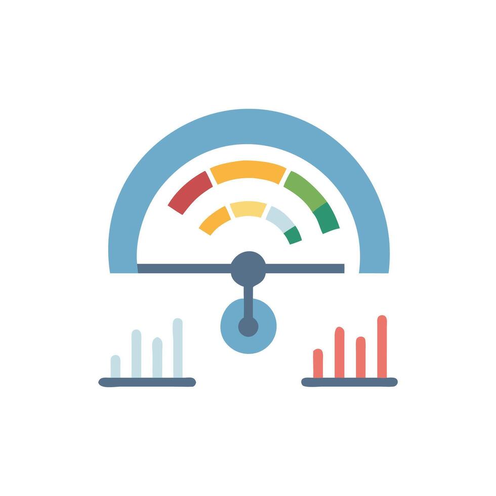 Flat performance dashboard depicting analytical data information vector