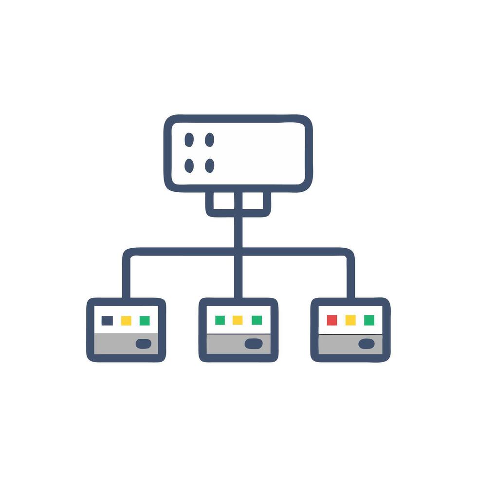 Network Topology Icon Flat Illustration Connecting Server Devices vector