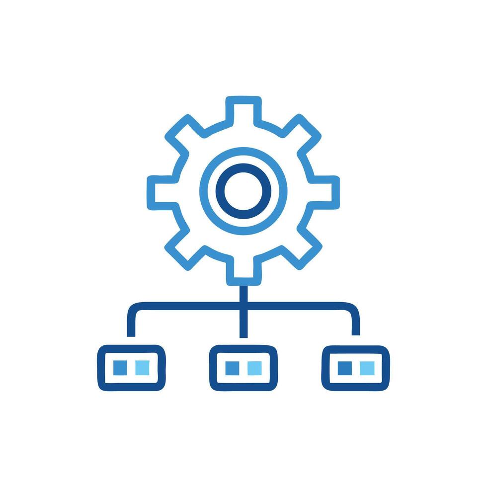 System process and connected resources in network configuration icon vector