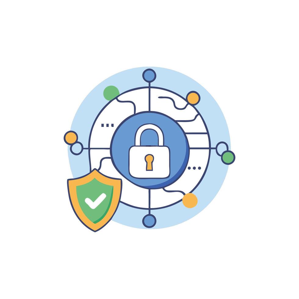 Security shield with network connection symbolizing data protection measures vector