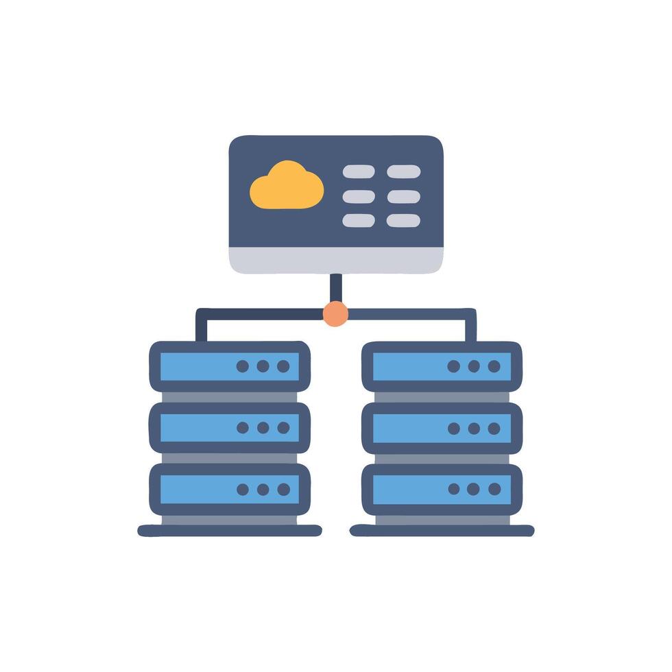Flat data server concept with cloud connection vector