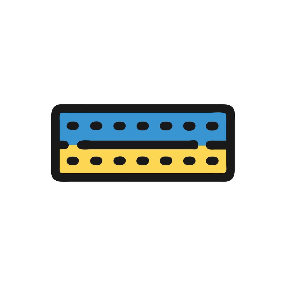 Ukraine Flag Icon Graphic Style with black stroke isolated vector