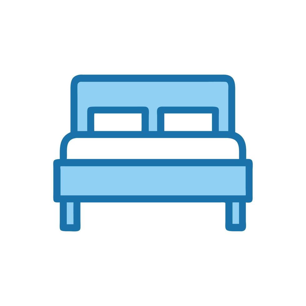 Simple blue bed icon on White Background graphic resource vector
