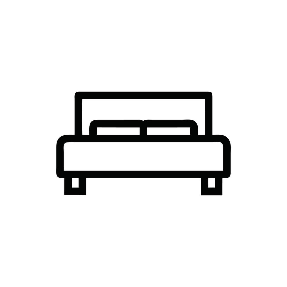 Minimalist line drawing of a bed on White Background vector