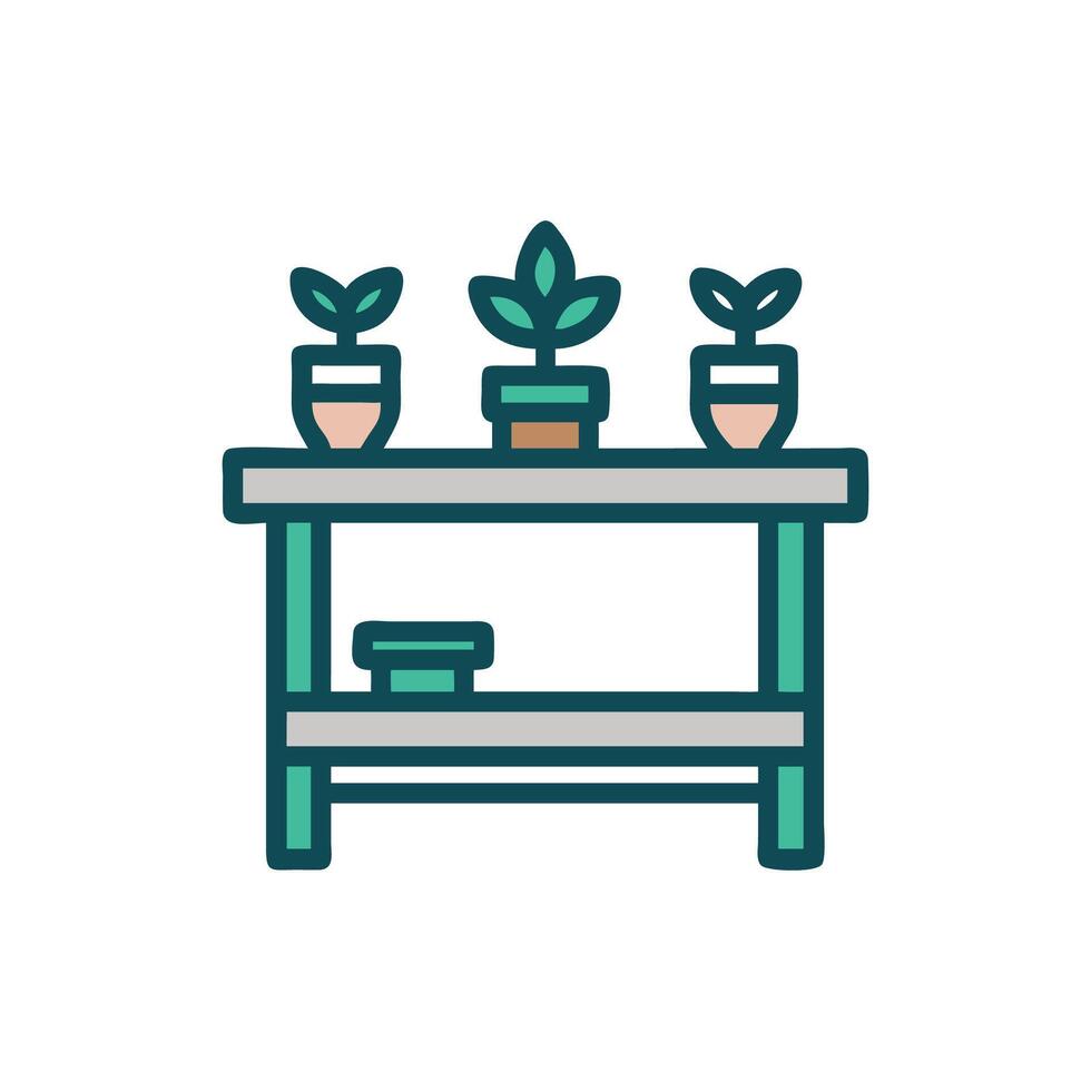 Indoor plant shelf icon design with modern flat style vector