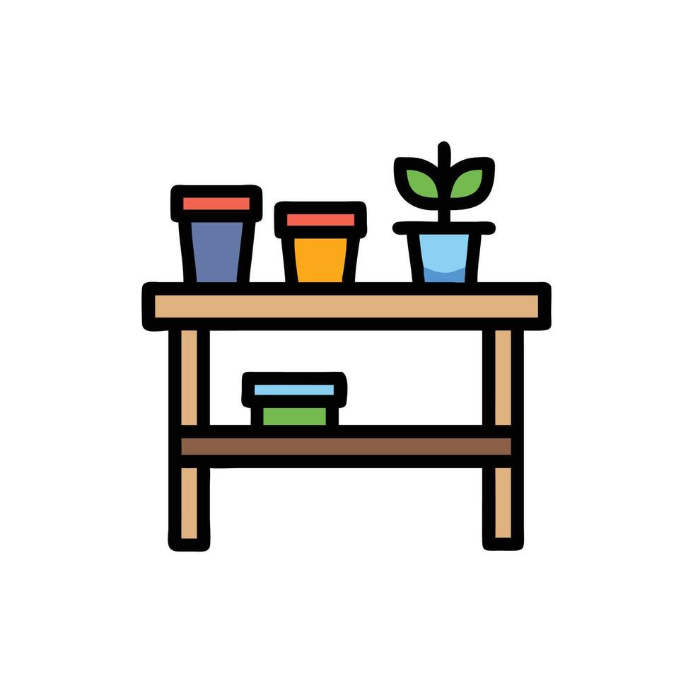 Potted plants on wooden shelf isolated on White Background vector