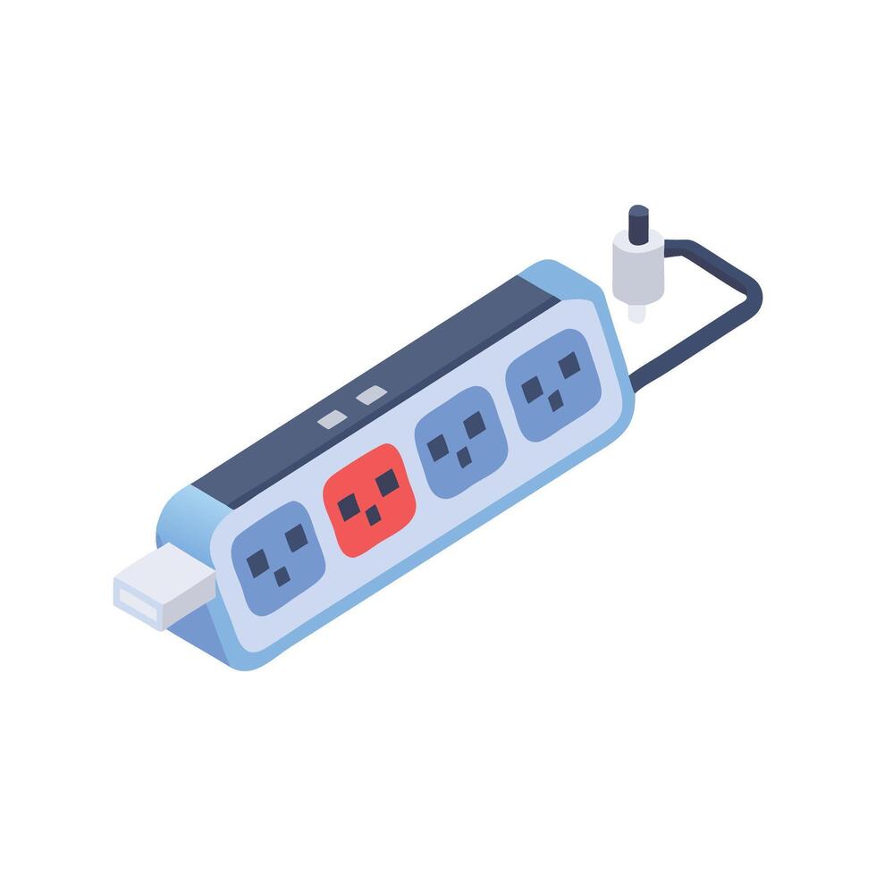 Isometric view of a multiport USB hub power adapter vector