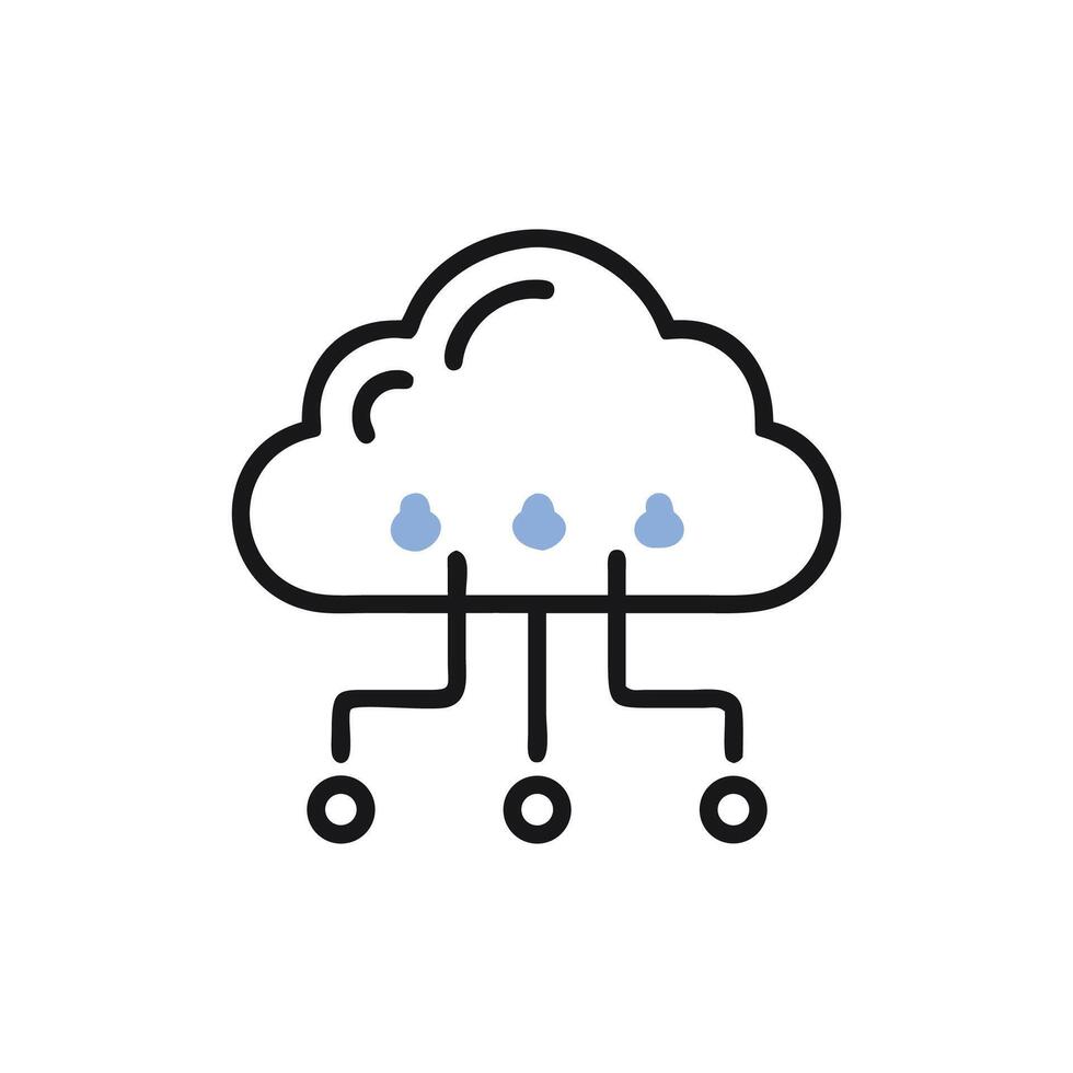 Stylized network cloud computing data transfer information technology illustration vector