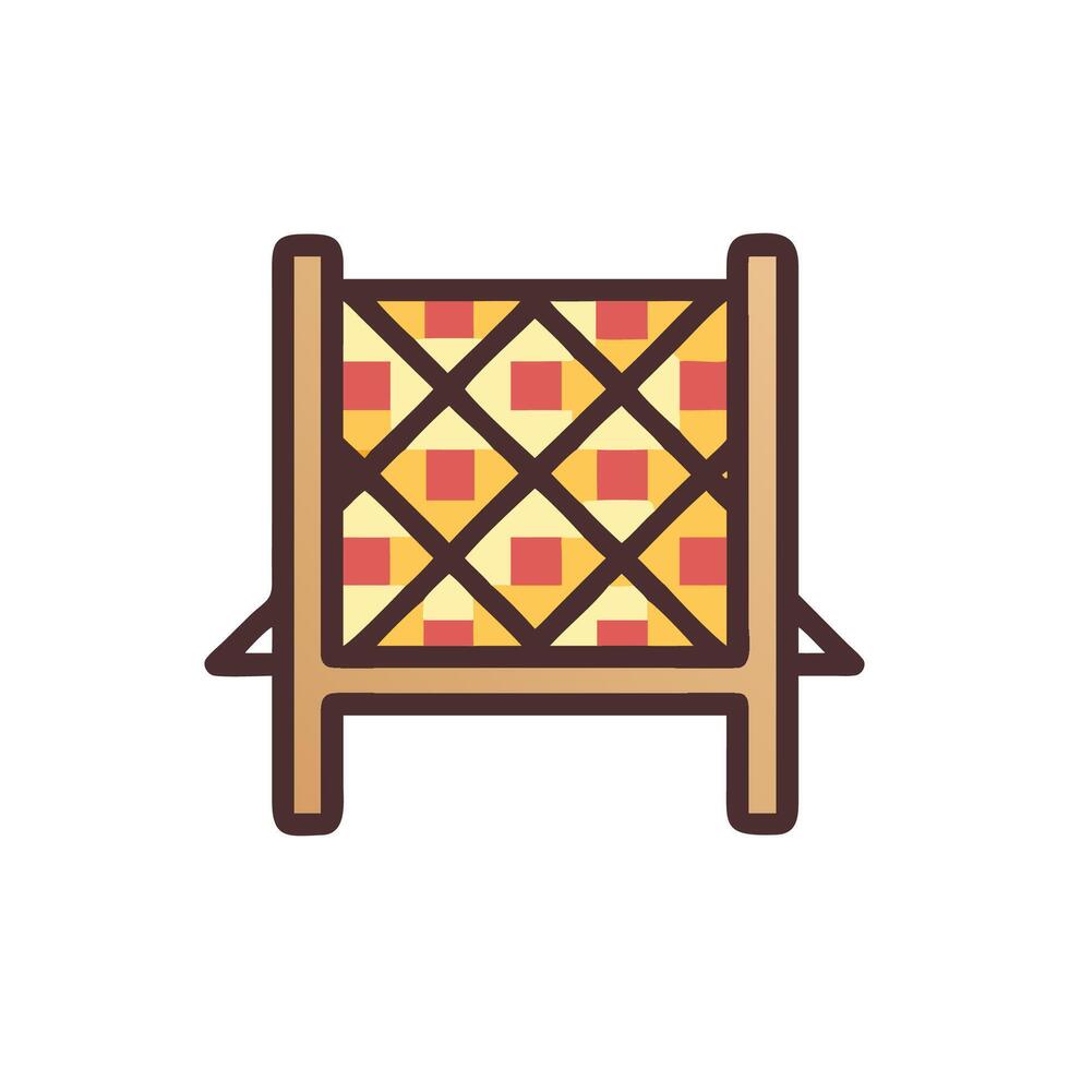 Stylized folding screen with warm color checkered pattern vector