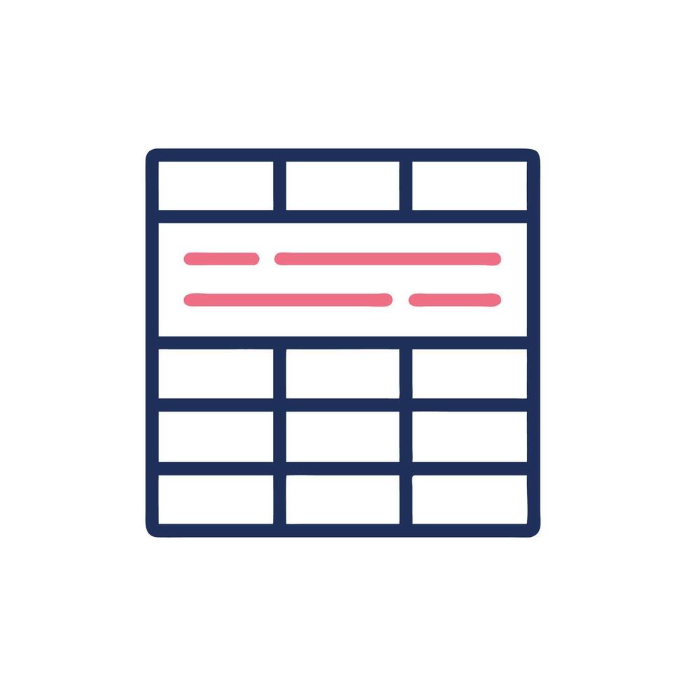 Data table illustration with pink text on White Background vector