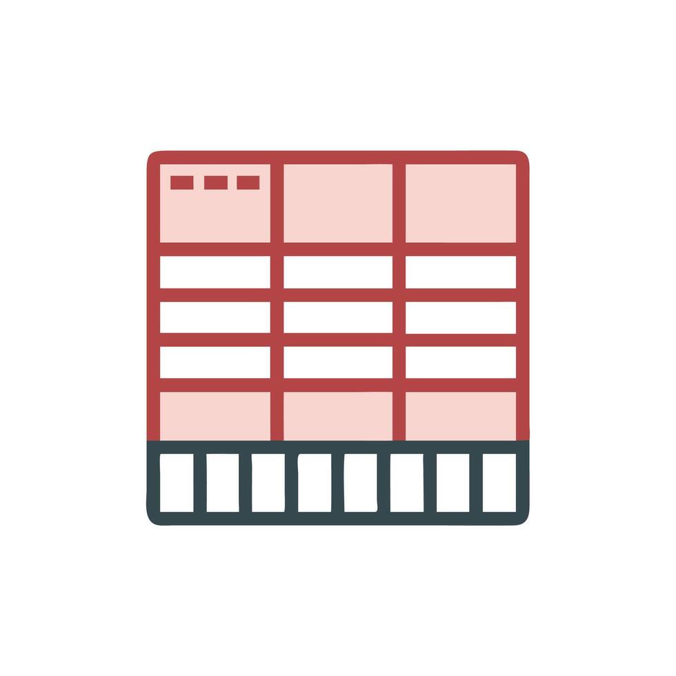 Minimalistic grid icon on White Background featuring tabular data vector