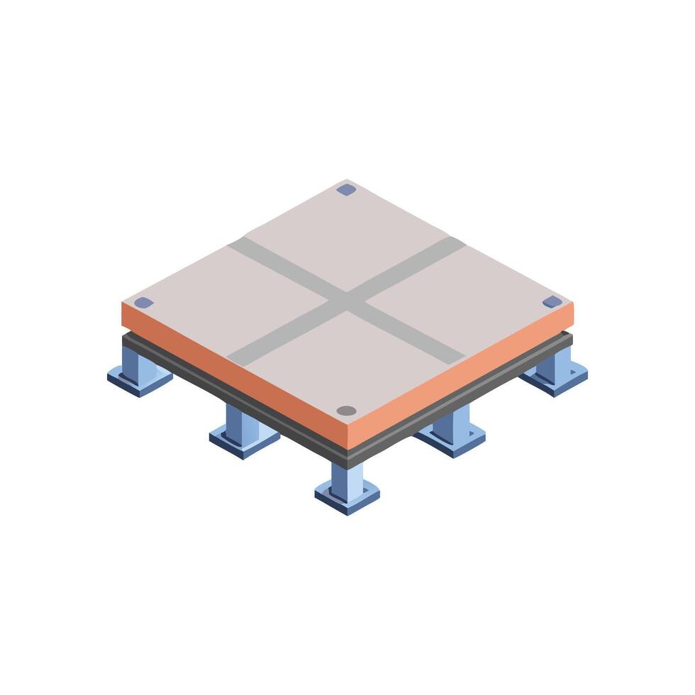 Isometric raised floor platform on White Background product demonstration vector