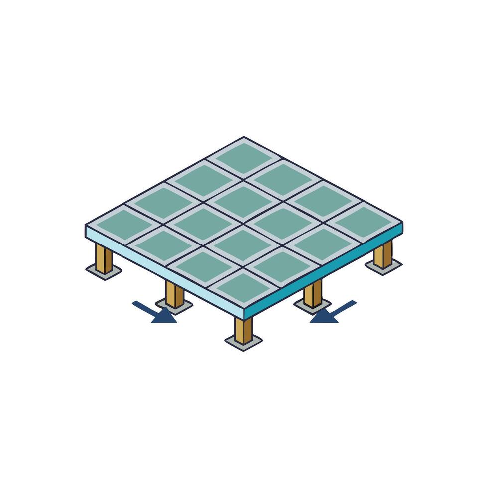 Isometric raised access floor icon or object with arrows vector