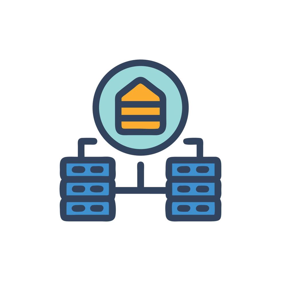 Decentralized Database Network icon representing interconnected data storage vector