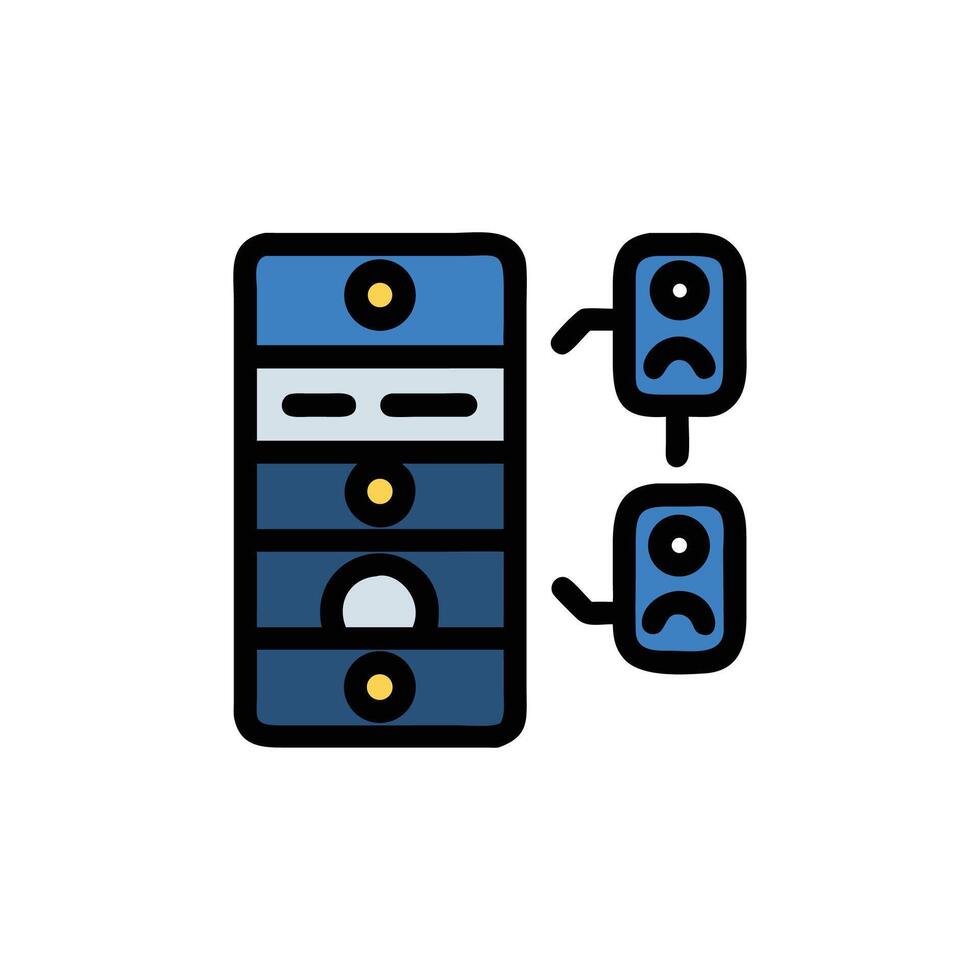 Server and User Icons Representing Data Management System vector