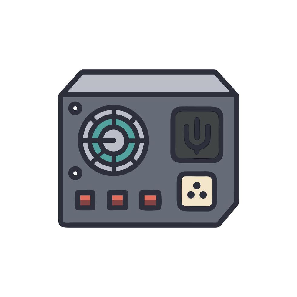 Computer power supply unit isolated on White Background illustration vector