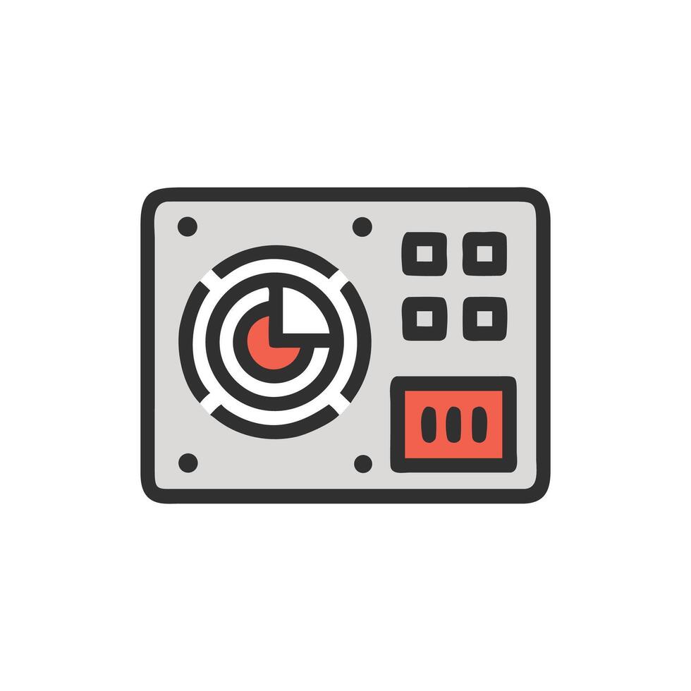 Computer power supply unit with fan illustration isolated icon vector