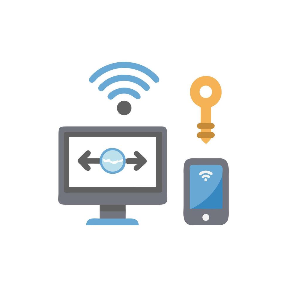 Secure wireless network connection and digital security illustration concept vector