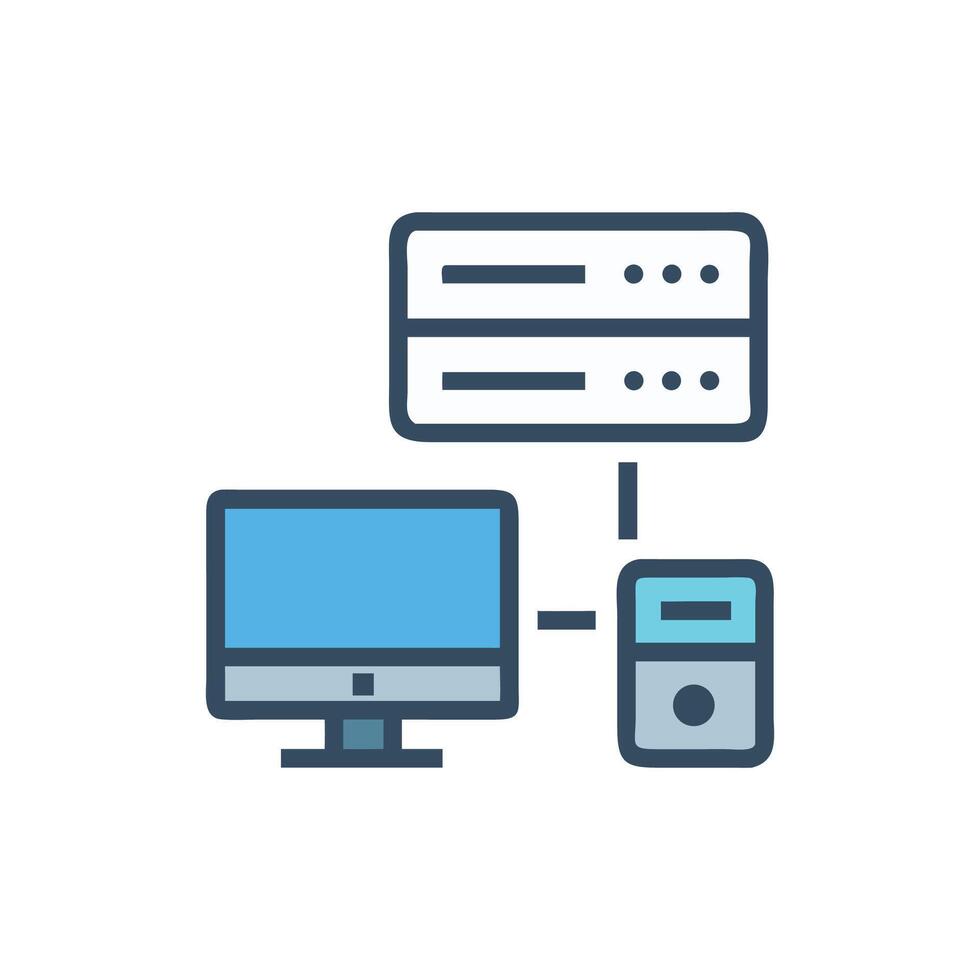 Modern Flat Icon Style Network Setup With Computer Server vector