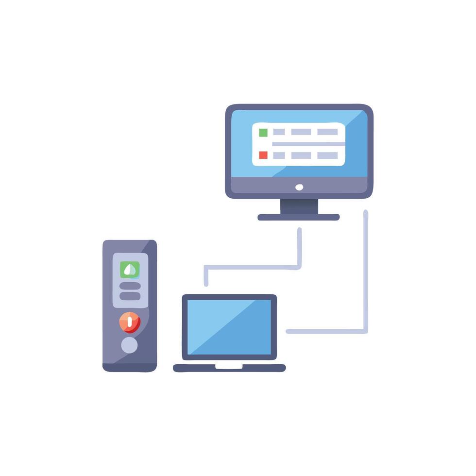 Network illustration depicting computer server and linked workstations vector