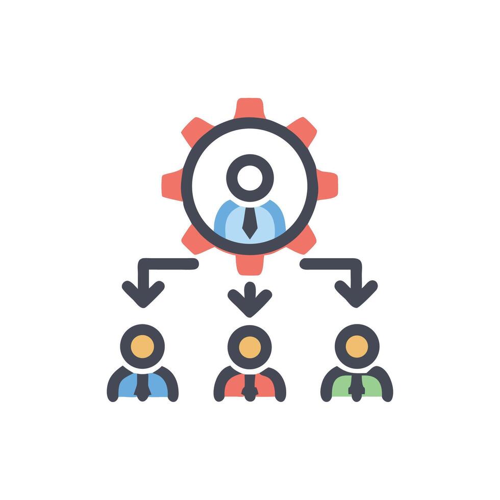 Organizational chart showing hierarchy and management structure flat illustration vector