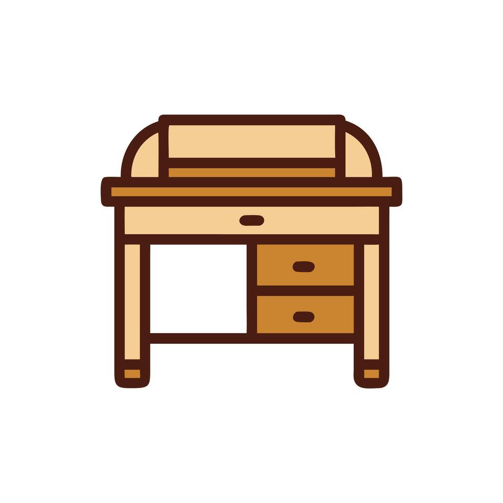 Illustration of a classic wooden desk with drawers vector