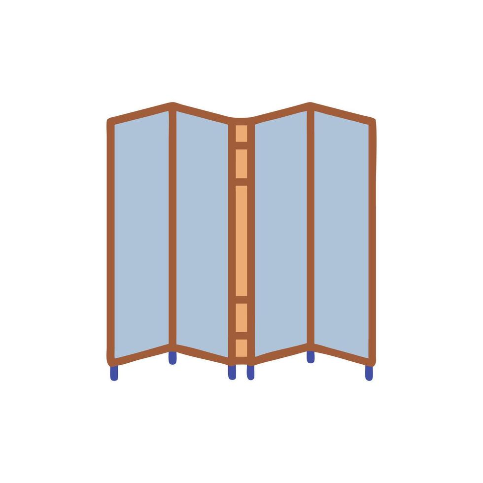 Stylized folding screen room divider on solid background illustration vector