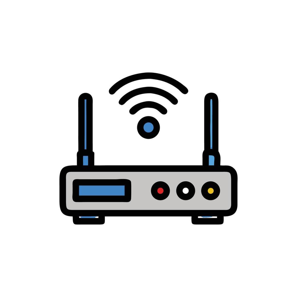 Modern flat design router illustration with antennae on White vector